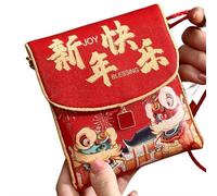 Sobre rojo de Año Nuevo chino con cordón, Fu Ya Sui Hong Bao, sobres de dinero de la suerte de 4.3 x 4.7 pulgadas para festival de primavera 2025, suministros de celebración del año del caballo