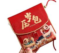 Sobre rojo de Año Nuevo chino con cordón, Fu Ya Sui Hong Bao, sobres de dinero de la suerte de 4.3 x 4.7 pulgadas para festival de primavera 2025, suministros de celebración del año del caballo