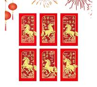 Sobre Rojo del Año del Caballo,6 Piezas Con Motivos Zodíaco Para El Festival De Primavera - De Hong Bao Para El Año Nuevo Lunar,para Adultos, Parejas, Amigos, Mamá, Papá y Niños