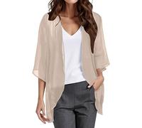 Sobrecamisa Mujer Verano Chaqueta de Verano Ligera Cárdigan de Entretiempo para Primavera Y Otoño Chaqueta de Punto Abierta Cárdigan Frontal Abierto Cortacárdigan Elegante