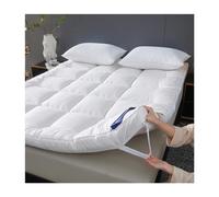 Sobrecolchon Topper Extra Grueso De 10cm 200x220cm Cubrecolchón De Algodón Suave 180x200cm Fibra De Soja En Exceso Transpirable Colchón Futón Acolchado (Color : White, Size : Twin-90x200cm)