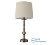 Sobremesa khalifa 1xe27 cuero 60´5x28x28 cm puerto usb