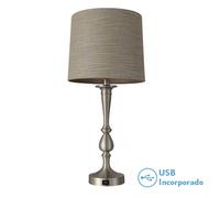 Sobremesa khalifa 1xe27 niquel 60´5x28x28 cm puerto usb