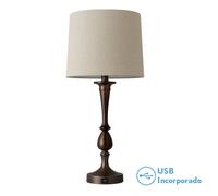 Sobremesa khalifa1xe27 marron 60´5x28x28 cm puerto usb
