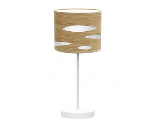Sobremesa odra 1xe14 blanco/madera clara 42x17x17 cm marca fabrilamp