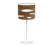 Sobremesa odra 1xe14 blanco/madera oscura 42x17x17 cm marca fabrilamp