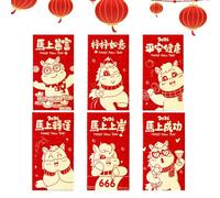 Sobres 2026 Horse - Lunar New Year Cash Holders, Traditional Red Cash Pouches, 6-Pieces Spring Festival Celebration Money Packets, Chinese Money Packets 2026,for Family Friends Coworkers Grandparen