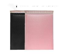 Sobres acolchados de polietileno, color negro y rosa, autoadhesivos, impermeables, sobres de embalaje de burbujas para envío, embalaje de correo, 25 rosas, 25 negros, 18 x 23 cm