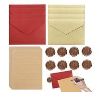 Sobres Antiguos Decorativos A4 B5 - 18 Piezas Papel Vintage para Cartas, Tonos marrón y Rojo, papelería Retro para Escritura, Manualidades, decoración y Cartas nostálgicas
