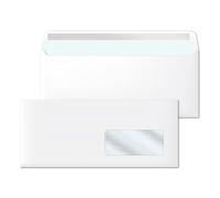 Sobres Blancos, Sobres de Papel, Sobres Papel Americanos Con Ventana Derecha, Sobres de Envio para Documentos, Sobre con Cierre Autoadhesivo Papel Blanco tamaño 220 x 110 mm - SIDI (100 unds)