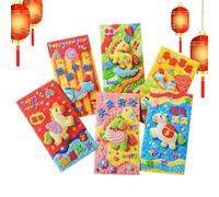 Sobres chinos para dinero, 6 piezas 2026 3D lindo auspicioso | Paquete de dinero del año del caballo Hong Bao - para festivales de primavera, recuerdos de fiesta TET, bodas, vacaciones, niños, adultos