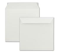 Sobres cuadrados blancos, paquete completo, 50 unidades, 220 x 220 mm, crema