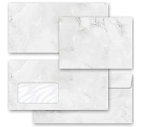 Sobres de adorno Mármol & Estructura, MÁRMOL GRIS CLARO 50 sobres (sin ventana) DIN LANG (220x110 mm) | Paper-Media