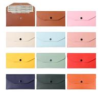Sobres de cuero sintético de 12 colores, organizadores de dinero reutilizables, carteras de presupuesto impermeables para gestión inteligente de efectivo, Múltiples, Talla única