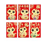 Sobres de dinero con estilo de 6 piezas para el año serpiente 2025 con diseños de dibujos animados y láminas doradas adecuadas para todos los sobres de dinero coleccionables para celebraciones