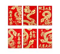 Sobres de dinero con estilo de 6 piezas para el año serpiente 2025 con diseños de dibujos animados y láminas doradas adecuadas para todos los sobres de dinero coleccionables para celebraciones