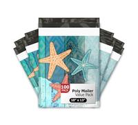 Sobres de envío de polietileno de diseño de estrellas de mar de 10 x 13 (100) bolsas impresas de primera calidad