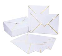 Sobres de Invitación, 25PCS 5x7 Sobres Blancos Autoadhesivos A7 V Solapa Elegante con Borde Dorado para Bodas, Baby Shower, Fotos, Graduación, Cumpleaños, Despedida de Soltera
