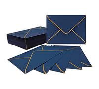 Sobres de invitación 50 unidades, 18,5 x 13,5 cm, con solapa en V, borde dorado para bodas, invitaciones, fiestas, tarjetas de felicitación