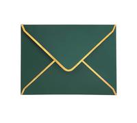 Sobres de invitación, 50 unidades, color verde, lujosos, 18,5 x 13,5 cm, en miniatura, 5 x 7 pulgadas, con solapa en V, borde dorado para bodas, invitaciones, fiestas, tarjetas de felicitación