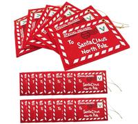 Sobres De Navidad 20 Sobres Rojos De Papá Noel Con Cuerda Colgante Carta a Papá Noel Fieltro Bordado Tarjetas De Regalo De Dulces De Navidad Bolsas Para Decoraciones De Árboles De Navidad Sobres De