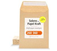 Sobres de Papel Kraft, Sobres para Documentos, Regalos, Invitaciones Boda y Envíos, Bolsas de Papel Resistentes, Versátiles para Todas las Ocasiones, Folio Especial - Ofituria (260x360, 100 uds)