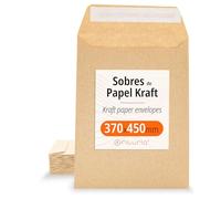 Sobres de Papel Kraft, Sobres para Documentos, Regalos, Invitaciones Boda y Envíos, Bolsas de Papel Resistentes, Versátiles para Todas las Ocasiones, Tamaño Grande - Ofituria (370x450, 100 uds)