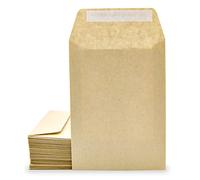 Sobres de Papel Kraft, Sobres Pequeños Tira de Silicona para Invitaciones o Bolsitas de Regalo de invitados de Boda. Medida 120x170mm. Sobres para joyas o semillas · m-office (50 uds)