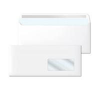 Sobres de Papel, Sobre Blanco Americano con Ventana Derecha, Medida 220 x 110 mm, Sobres Papel Blancos para Cartas y Documentos, Sobres 90 g/m² con Cierre Autoadhesivo · m-office (1000 uds)