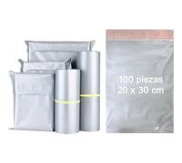 Sobres de plastico de Envío Bolsa de correos con cierre Autoadhesivo, Rosa y Gris, 17x30 cm y 20x30 cm, Paquetes de 50 y 100 Unidades, Resistentes (Gris, 100 piezas - 20x30 cm)