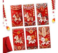 Sobres de regalo rojos, paquetes de dinero para ocasiones especiales, diseño vibrante con símbolos culturales, ideales para Año Nuevo chino, bodas, cumpleaños y vacaciones, 6.5 x 3.45 pulgadas
