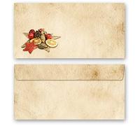 Sobres estampados VIEJO PAPEL DE NAVIDAD (VERSIÓN A), 50 sobres DIN LONG (110x220 mm) sobres sin ventanas, autoadhesivo con cinta adhesiva