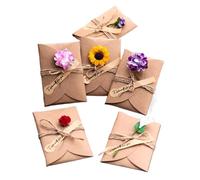 Sobres for tarjetas de regalo, 100 Uds., papel Kraft Retro, flores secas, bendición creativas for vacaciones, bodas, negocios(Purple Carnati)