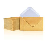 Sobres para tarjetas de regalo, 100 mini sobres, sobres de papel para tarjetas de visita, bolsillos pequeños a granel para tarjetas de notas pequeñas, dorados, 4 x 2.7 pulgadas