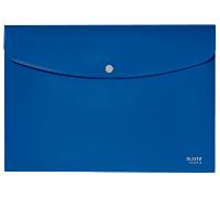 Leitz Recycle Funda Portadocumentos con Cierre de Botón para Folios A4 con Capacidad para 60 Hojas de Plástico de Polipropileno 100 % Reciclable, Azul - 46780035