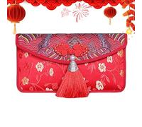 Sobres rojos chinos, de lámina de bronce con relieve | Sobres para dinero con borlas - Para adultos mayores en casa Reunión familiar Vacaciones Cumpleaños Festival de Primavera
