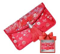Sobres rojos chinos - Paquetes bordados, sobres chinos rojos con flecos - para reuniones familiares, aniversarios, , celebraciones para adultos mayores