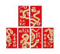Sobres rojos de serpiente, paquete rojo de Año Nuevo 2025 - Bonitos sobres rojos chinos de hoja de oro serpiente - 6X paquetes grandes de sobres rojos Hong Bao para la boda de cumpleaños de