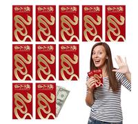 Sobres rojos del Año de la Serpiente 2025, 10 sobres rojos para el festival de primavera de la suerte, estampado en caliente, paquete de dinero de la suerte para Año Nuevo Lunar, boda