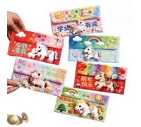 Sobres Rojos del Año del Caballo - 6 Piezas de Artículos de Buena Suerte para - Sobre Rojo Hong Bao Con El Caballo Para La Tradición Del Año Nuevo - para la Celebración de Niños, Niñas, Adolescentes y