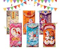 Sobres rojos Hong Bao 6 unidades - Sobres chinos de la suerte para regalos de dinero, diseño tradicional, ideal para niños, adultos, empleados, amigos, familia, ancianos, tarjetas de felicitación y