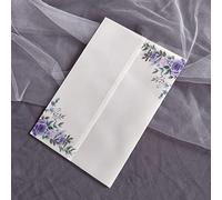 Sobres translúcidos,Chaquetas de vitela, 50 piezas/lote de cubierta de tarjeta de invitación de boda floral de acuarela transparente semi invita envoltura de chaqueta (color: flor, tamaño: envoltura
