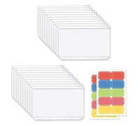 Sobres transparentes A5 con cremallera, 20 unidades, 6 agujeros, bolsillos para archivadores con 30 etiquetas, bolsa para archivador A5 con cremallera para documentos, cuadernos, fotos, facturas y