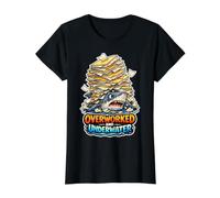 Sobretrabajado y bajo el Agua Empleo Divertido Amante de los Tiburones Camiseta gráfica económica, Mujer, Negro, XL