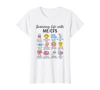 Sobrevive a la Vida con el Bonito diseño de Conciencia ME/CFS Camiseta gráfica económica, Mujer, Blanco, XL