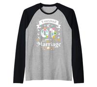Sobreviví 1 año de matrimonio para el primer aniversario de bodas Camiseta Manga Raglan