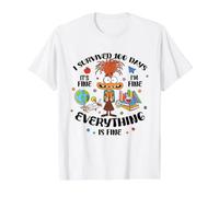 Sobreviví 100 días de Escuela Todo está Bien Gato Divertido Camiseta gráfica económica, Hombre, Blanco, M