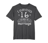 Sobreviví 16 Años de Matrimonio Pareja Regalo de 16 Aniversario Camiseta, Hombre Tallas Grandes, Jaspeado Oscuro, 4X Alto