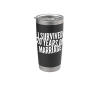 Sobreviví 20 años de matrimonio 20 aniversario de bodas Vaso térmico de acero inoxidable de doble pared