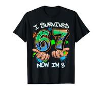 Sobreviví 6 7 Ahora Soy 8 Cumpleaños Meme Manos Graffiti Arte Camiseta